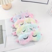 Unicorn Sleep Mask Fuzzy Eye Cover with Horns for Restful Sleep