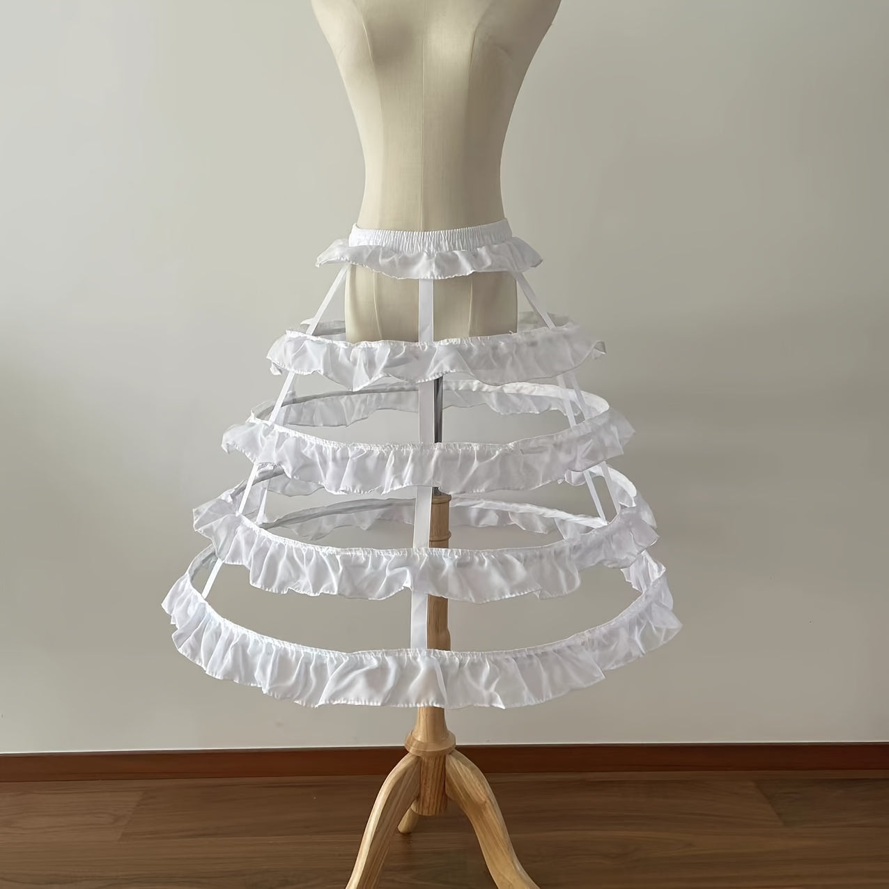 Women's Underskirt with Steel Hoops and Frilly Accent in White or Black for Wedding Dresses and Costumes