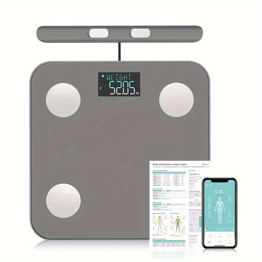 Smart 8-Electrode Body Fat Scale LED Display Wireless Battery Powered Stainless Steel Electrodes