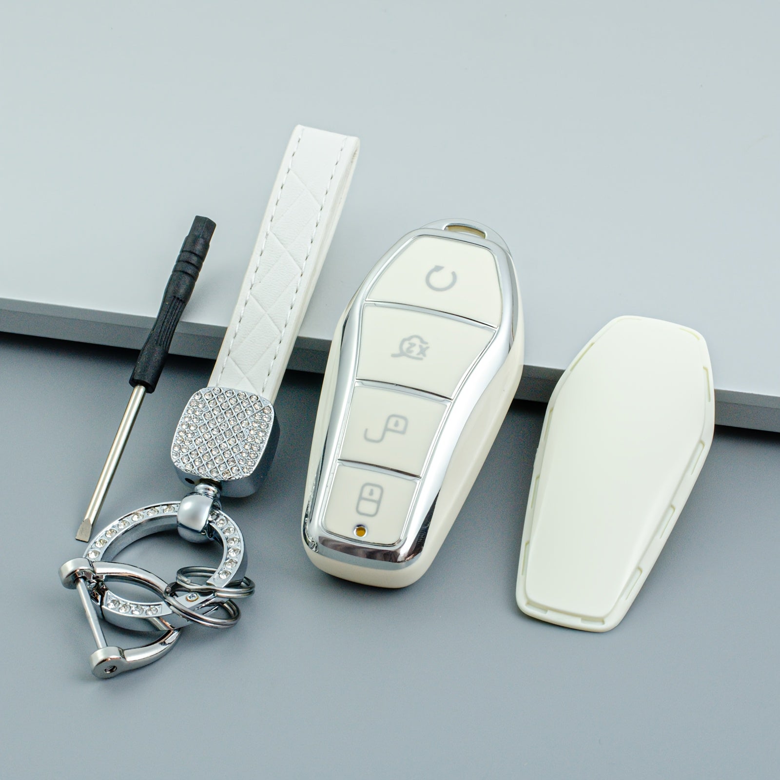 Universal TPU Key Fob Cover With Keychain for EV Car Remote