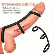 Men Silikon Penis Halqasi 3-in-1 Cho'ziladigan Chidamlilik Uzoq davom etadigan Sekssiz O'lchamlar