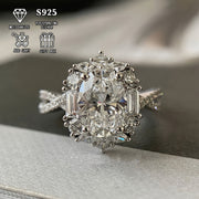 2ct Oval Moissanite Engagement Ring Sterling Silver Bohemian Cross Design for Weddings and Anniversaries