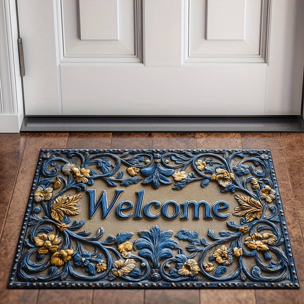Modern Abstract Line Welcome Doormat Non-Slip Indoor Outdoor Polyester Rug