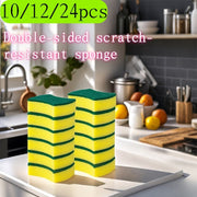 Cleaning Sponge Set 10/12/24pcs Double-Sided Scouring Pad for Kitchen and Dishwashing