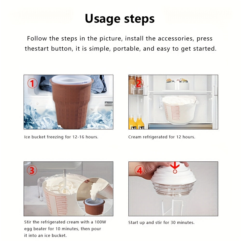 Mini Electric Ice Cream Maker Stainless Steel Bowl USB Power Frozen Treats