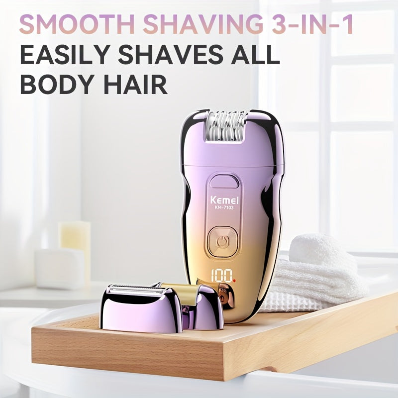 3-in-1 Electric Hair Epilator for Women Cordless Rechargeable Battery