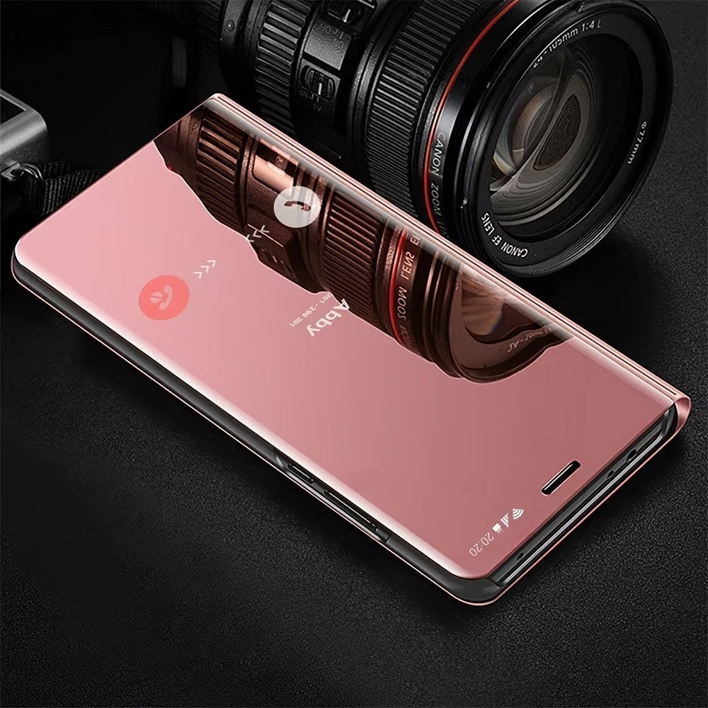 Luxury Mirror Flip Phone Case for Samsung Galaxy with Stand and Shockproof Protection