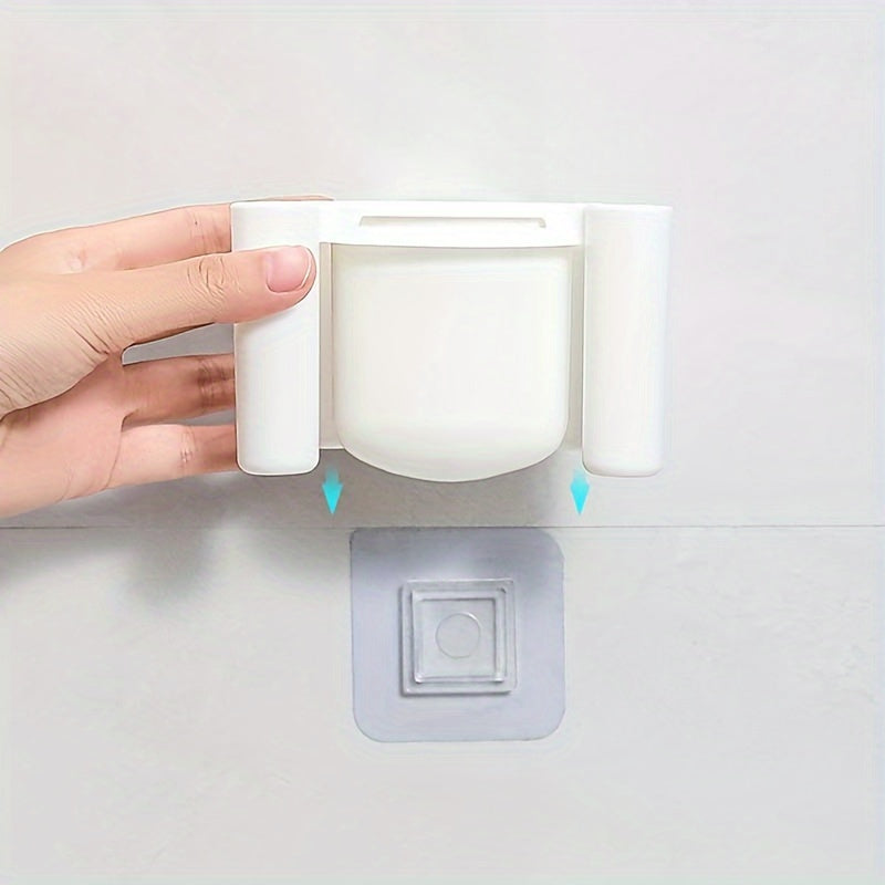 Wall-Mounted Toothbrush and Toothpaste Holder with Water Drainage, Drill-Free