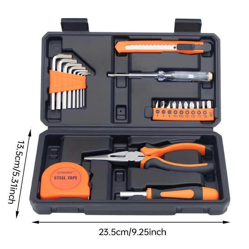 23-Piece Home Repair Tool Kit in Plastic Case Manual Hardware Tools Household Maintenance