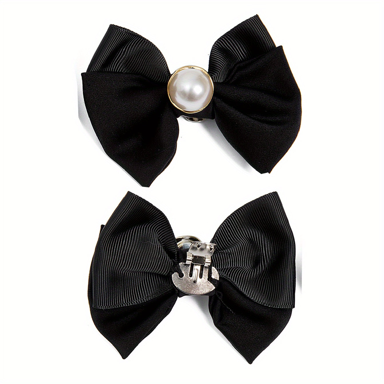 Women Faux Pearl Bowknot Shoe Clips Detachable Buckles for Wedding High Heels