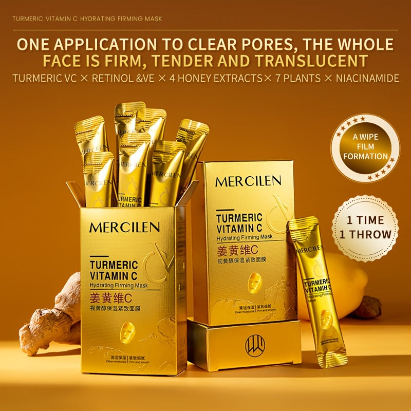 Travel-Friendly Face Mask with Turmeric Vitamin C Retinol Collagen for Deep Cleansing Moisturizing and Firming Skin