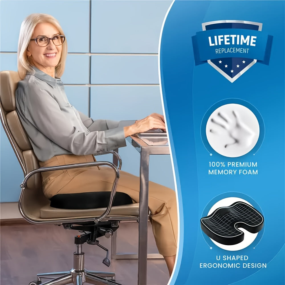 Long-Lasting Comfort Seat Cushion for Office Chairs Ergonomic Support Black