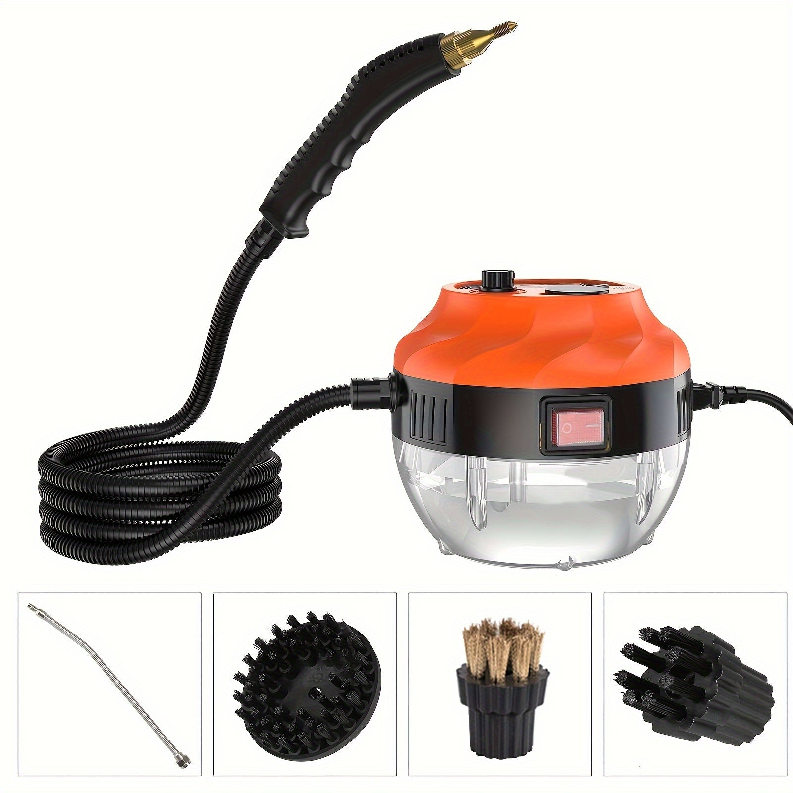 Yevropa tomonidan tartibga solinadigan qo'l bilan ishlatiladigan bug' tozalagich, oshxona mebellarini va hammomni yuqori bosimli, yuqori haroratli bug' bilan tozalash uchun mo'ljallangan cho'tka boshli.