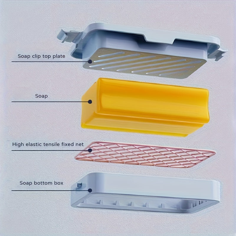 Ahorra jabón multifuncional con red de espuma para limpieza y almacenamiento Azul Rosa