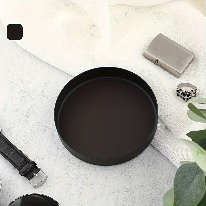 Круглая металлическая поднос в минималистском стиле для хранения на столе и стакана для воды