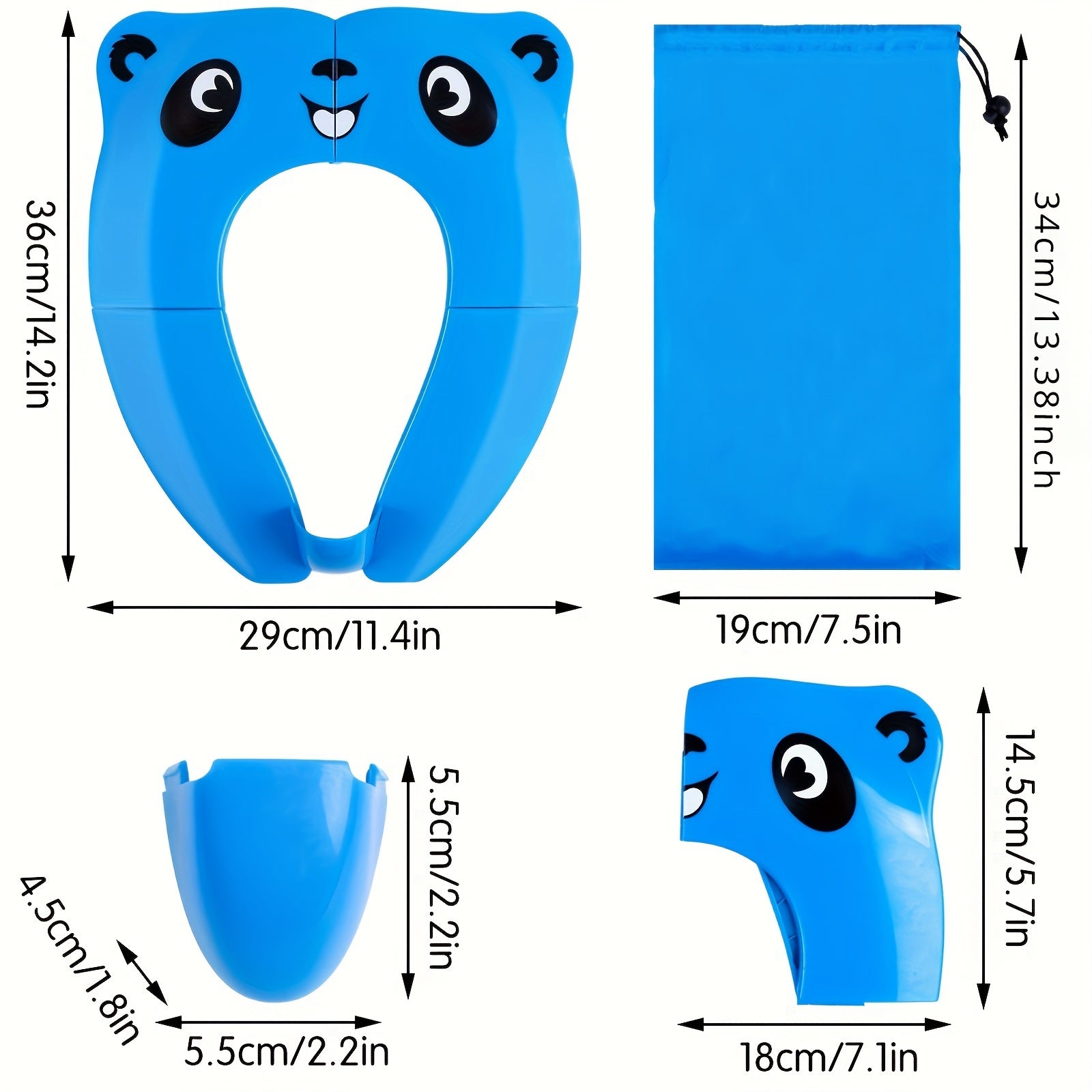 Bolalar uchun 8 ta sirpanmas pad bilan portativ, egiluvchan hojatxona o'rindig'i, o'g'il va qizlar uchun mos, suyuqlikdan himoyalangan.