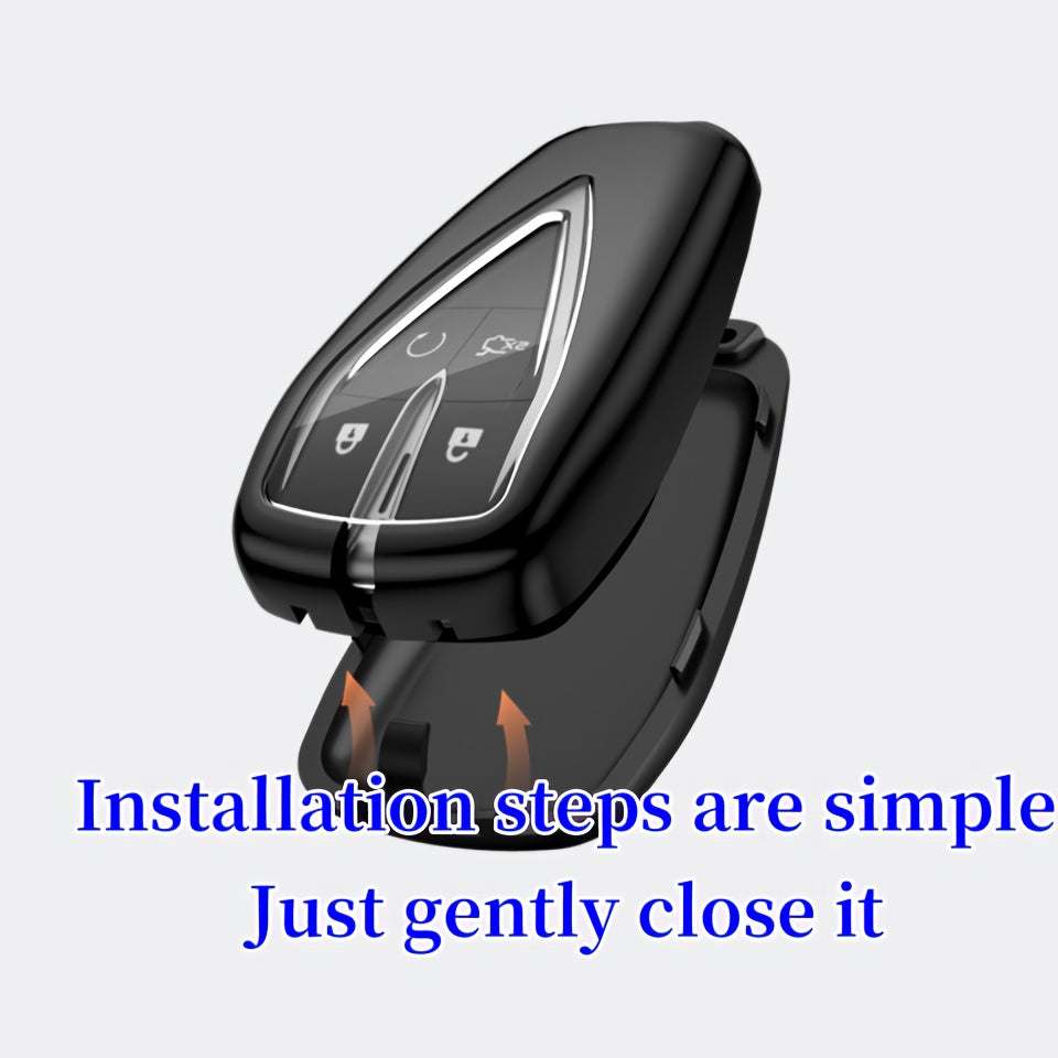 Car Key Cover Zinc Alloy Shockproof Protective Shell Dual-Tone Black Orange