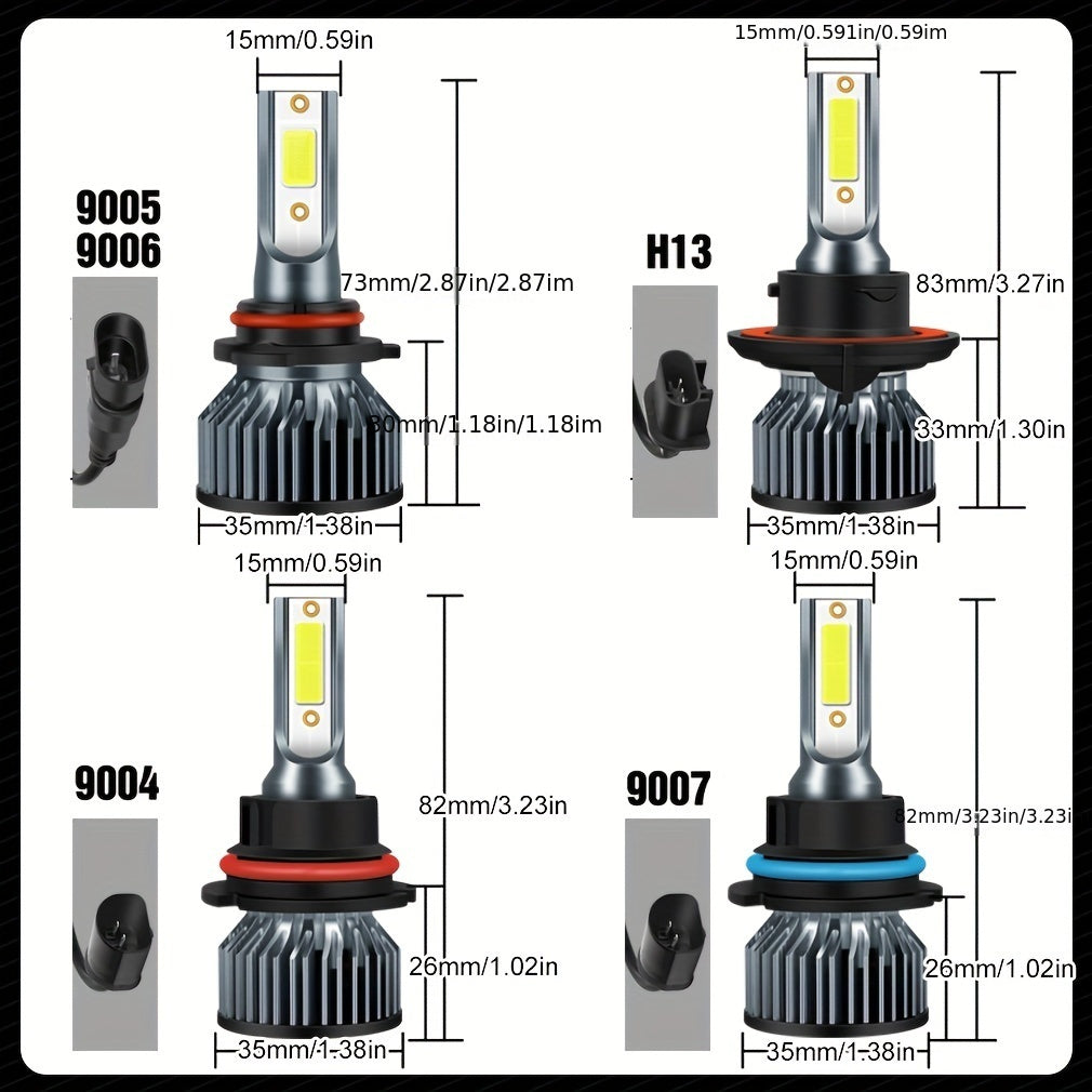 2pcs H4 LED Headlight Bulbs 6000K 40W for Car Headlights Fog Lights