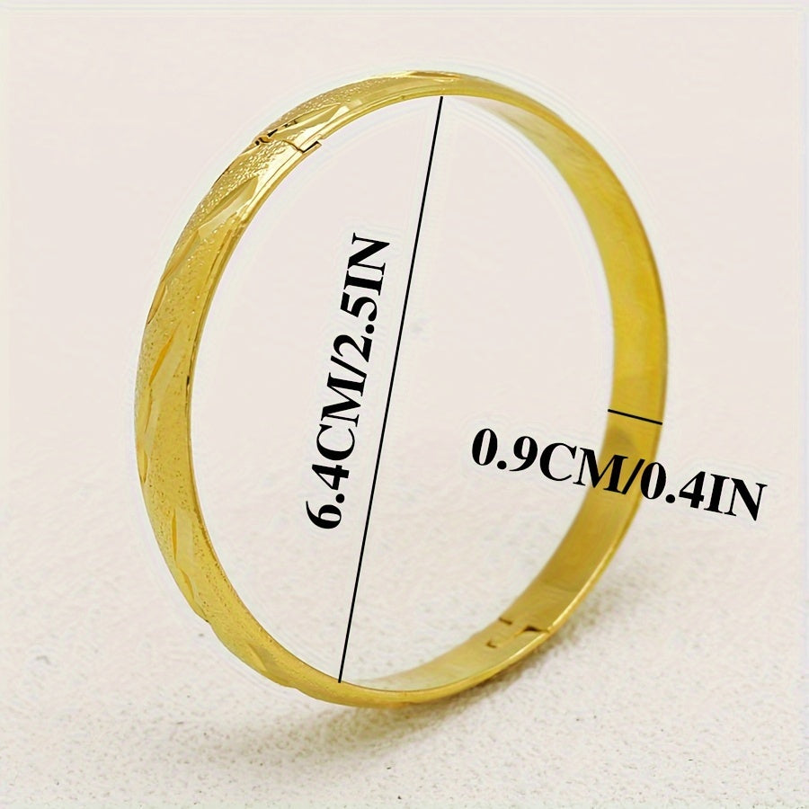 Set of 6 Gold Plated Copper Bangles for Women Adjustable Diagonal Pattern Wedding Gift