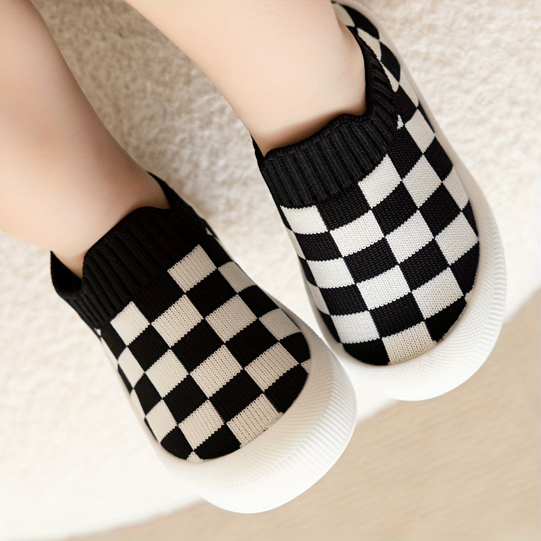 Baby Boys Girls Plaid Slip-On Woven Shoes Indoor Outdoor Comfort