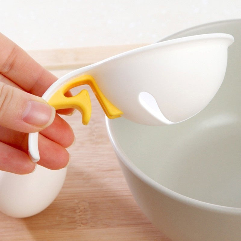 Egg Yolk Separator Divider Holder White Plastic Kitchen Gadget