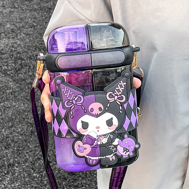 Vaso de plástico para beber de 640ML con correa, botella de agua resistente a altas temperaturas para niños