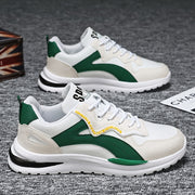 Men's Casual Sneakers Low Top Lace-Up Sports Street Style Solid Color Stripes PU Upper