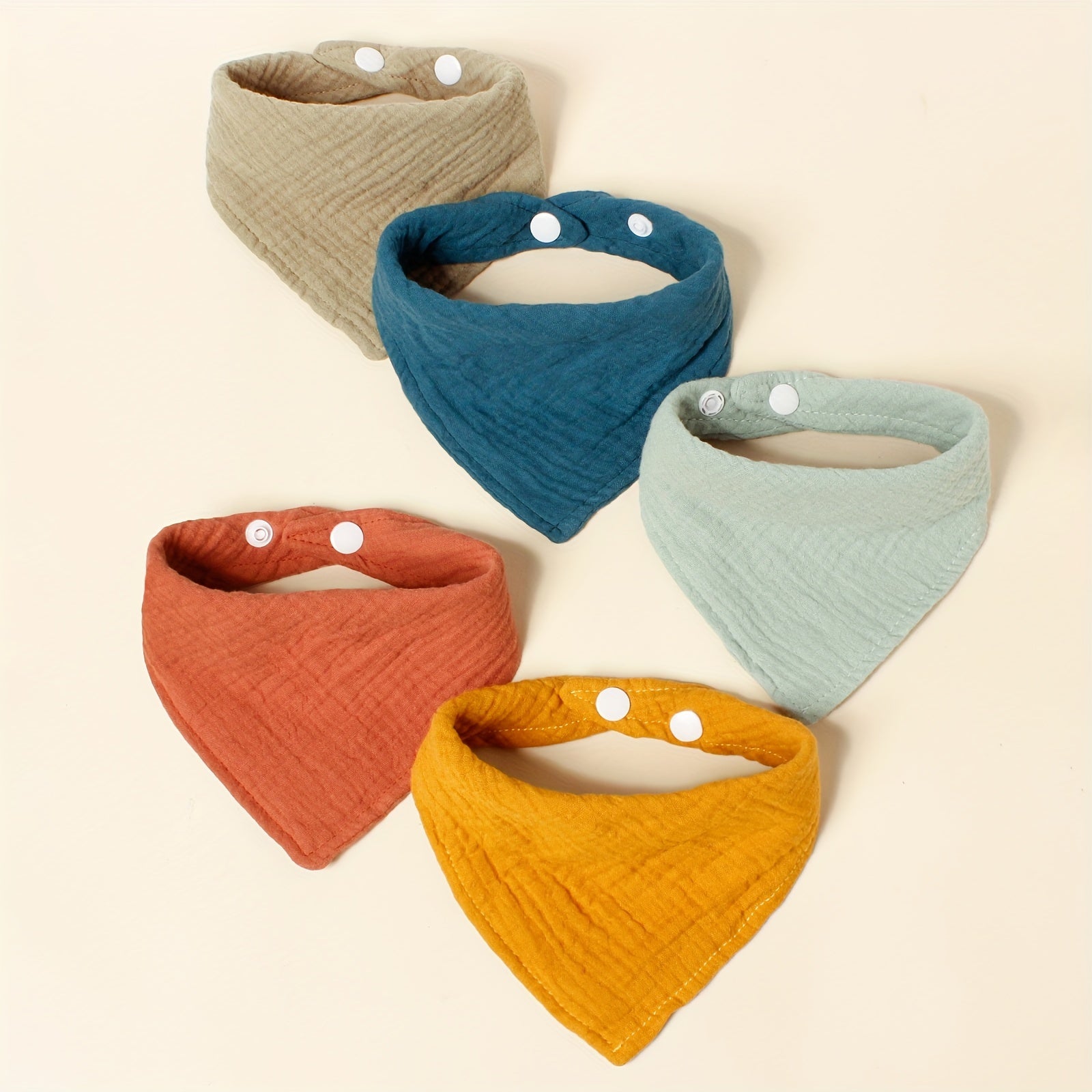 Baby Bibs Pack of 5 Cotton Muslin Triangle Drool Bibs for Teething and Feeding Adjustable for Infants Up to 3 Years