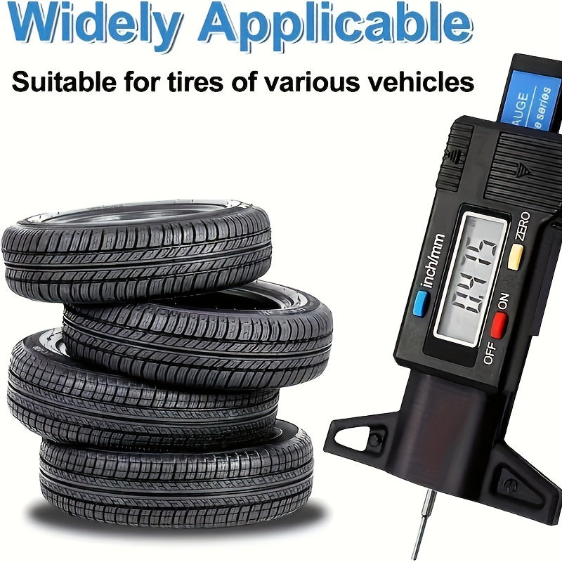Digital Depth Gauge Caliper Tire Tread Measure 0-25mm Repair Tool