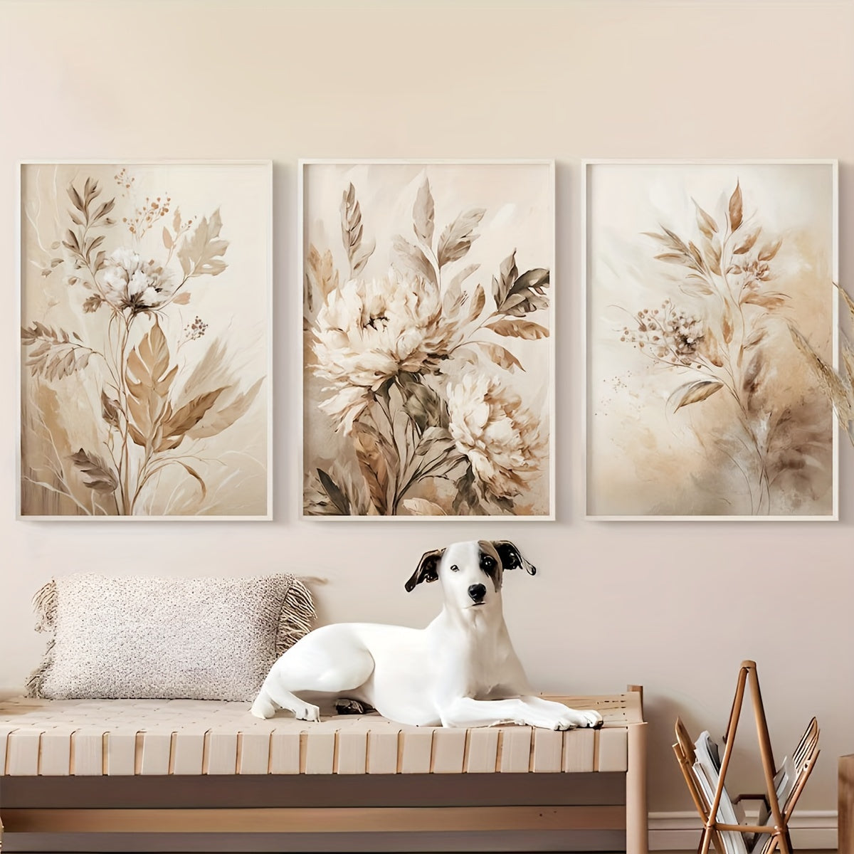 Set of 3 Frameless Floral Canvas Wall Art Prints for Home and Office Decor