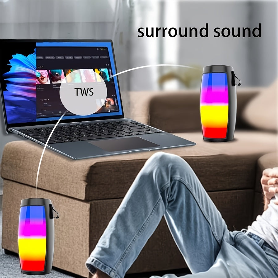 Wireless Portable Speaker with LED Lights USB Rechargeable TF Card Support for Outdoor Car Audio