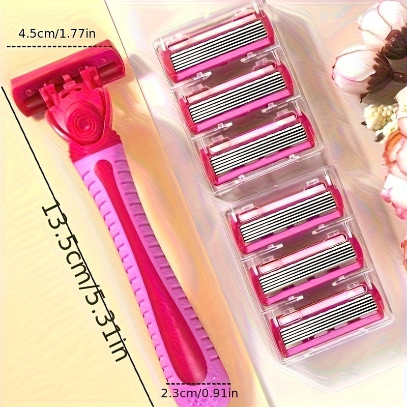 Razor manual para mujer con 3 cabezales de cuchilla acero inoxidable hipoalergénico cabeza de seguridad lavable