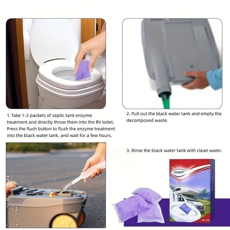 10 шт. для автофургонов Черный бак для воды, ферментативное средство, дезодоратор для септика