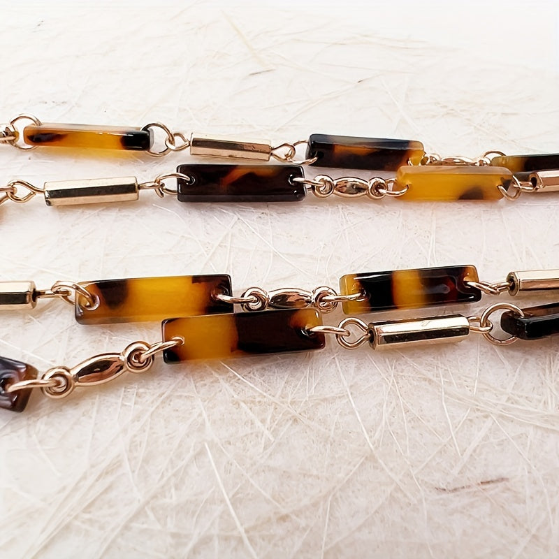 Ayollar uchun retro akril ko'zoynak zanjiri, leopard naqshli birlashtirish dizayni, zamonaviy ko'zoynak va niqob ushlagich, ko'p funksiyali aksessuar