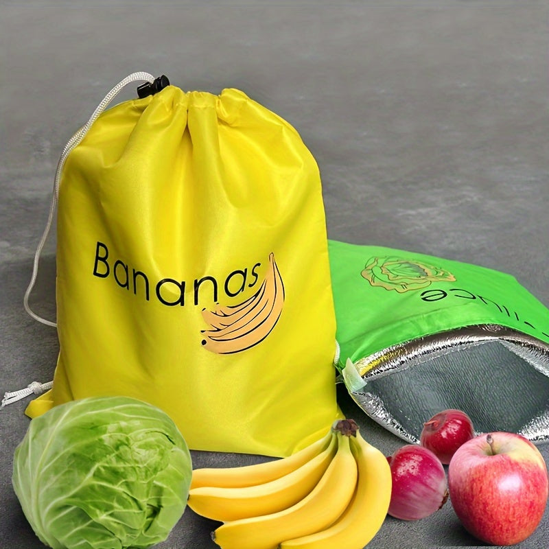 Yellow Banana Storage Bag for Fresh Fruits and Vegetables, Washable and Durable