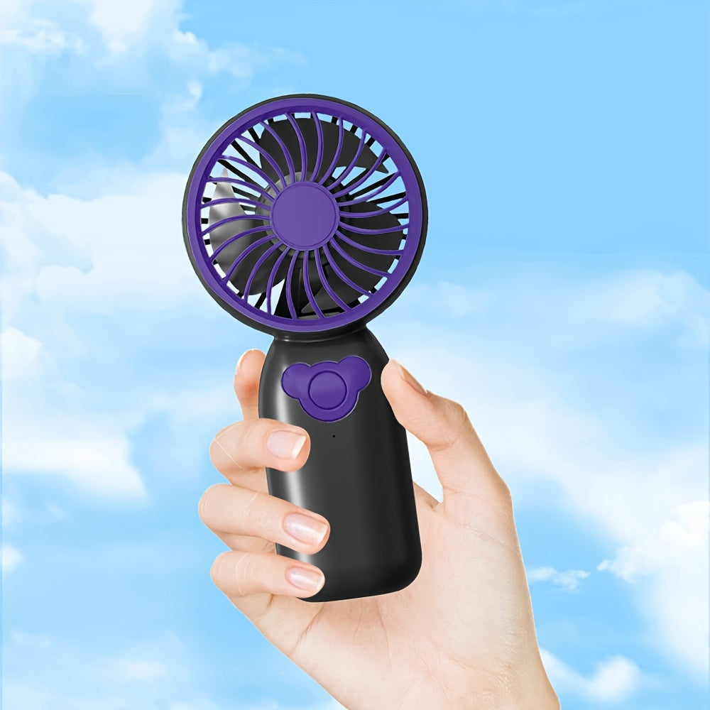 Silent Mini USB Fan Rechargeable Handheld Fan for Office Home Travel in Black Purple Beige