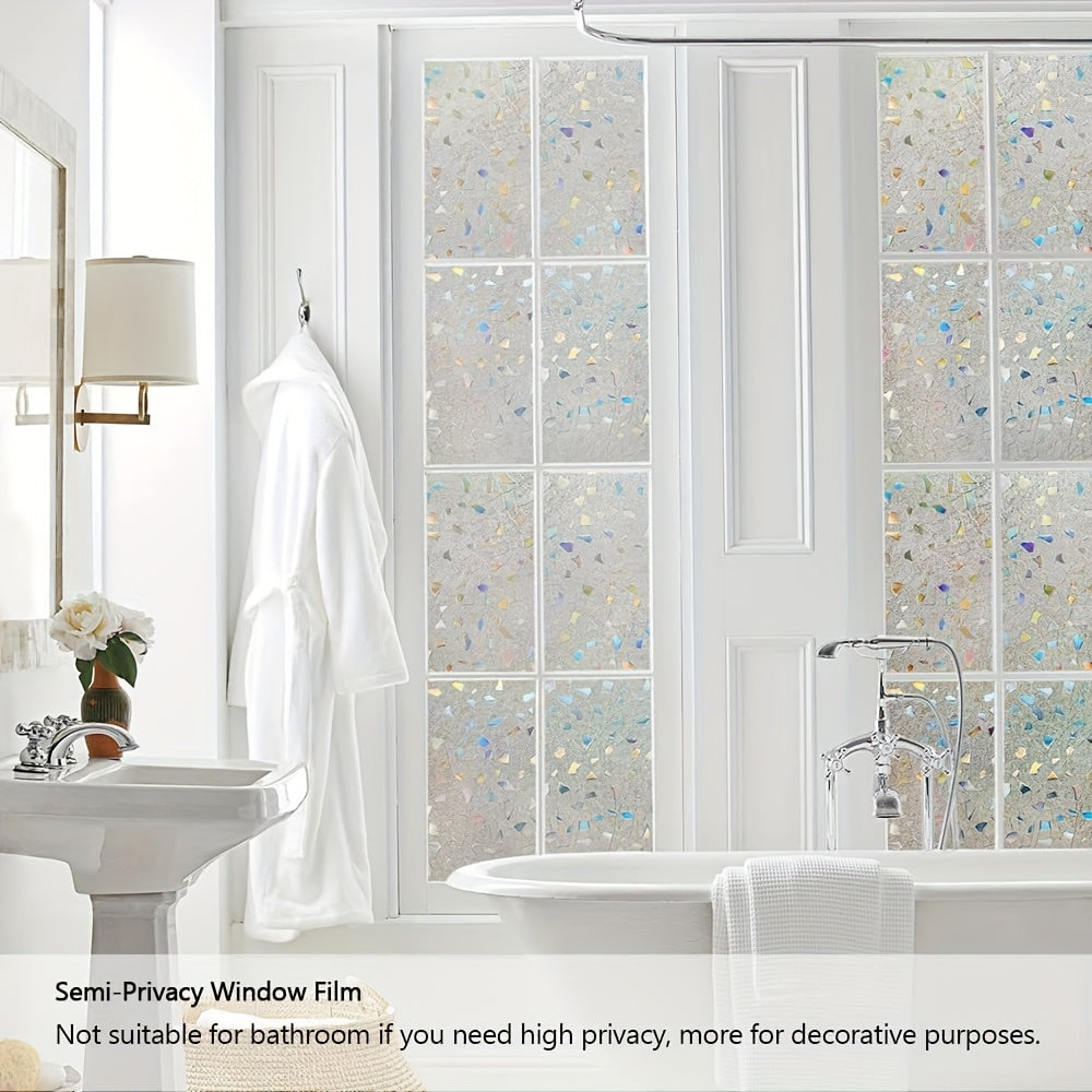 Frosted Stained Glass Window Privacy Film with 3D Vinyl Decals for Living Room