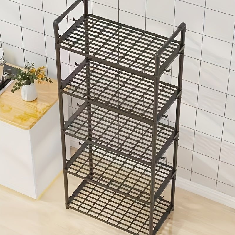 Metal and Plastic Storage Rack for Kitchen Bathroom Living Room with Tiered Shelves