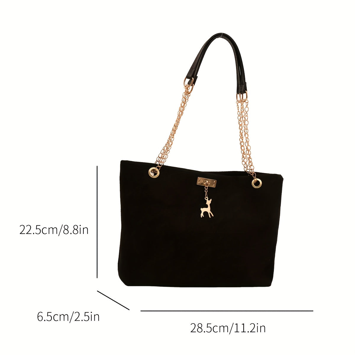 Повседневная сумка-тоут из искусственной кожи с оленем-брелоком, большая вместимость, легкий вес, фиксированные ремни, магнитная застежка для женщин