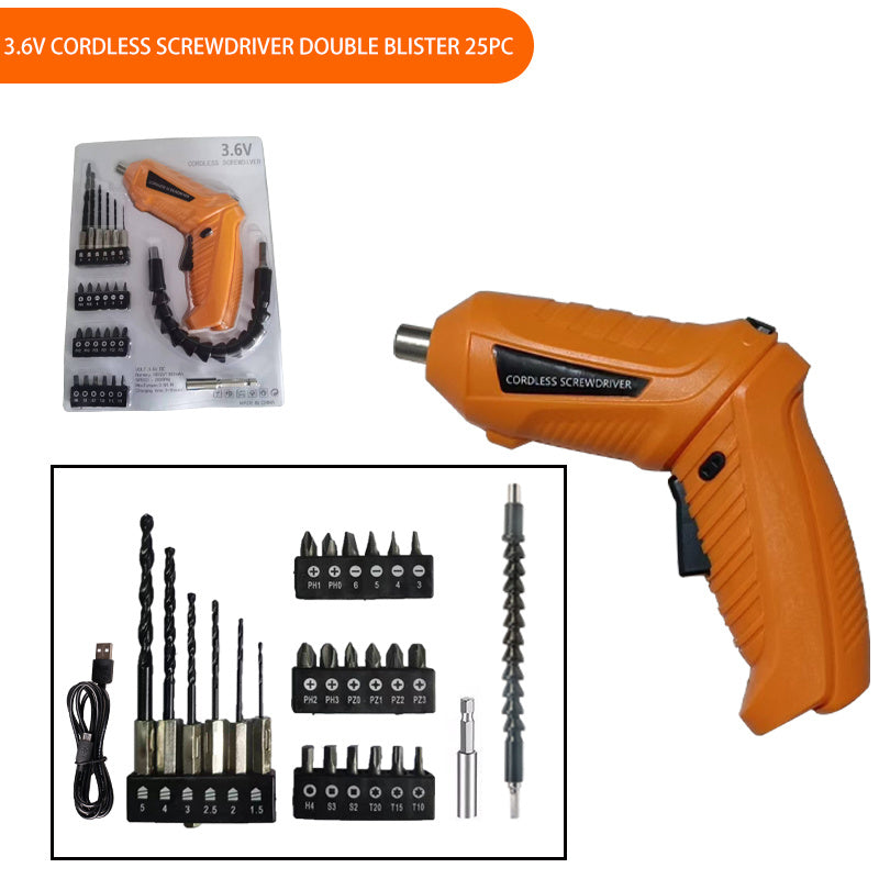 Mini 3.6V Cordless Electric Screwdriver Rechargeable Lithium Battery Compact Tool