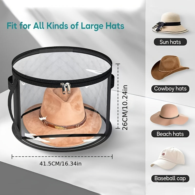 Fabric Hat Storage Organizer Stackable with Front Window and Zipper Closure