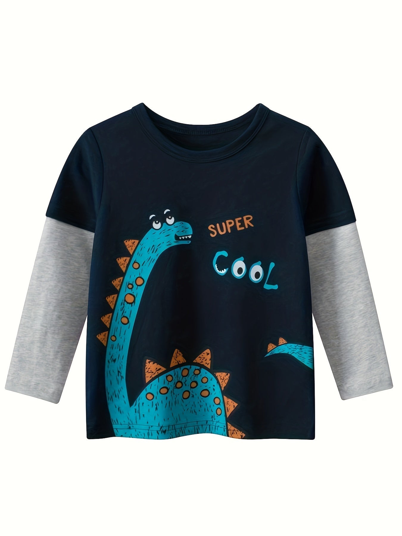 Kids Boys Long Sleeve Cotton T-Shirt Casual Spring Fall Cartoon Pattern