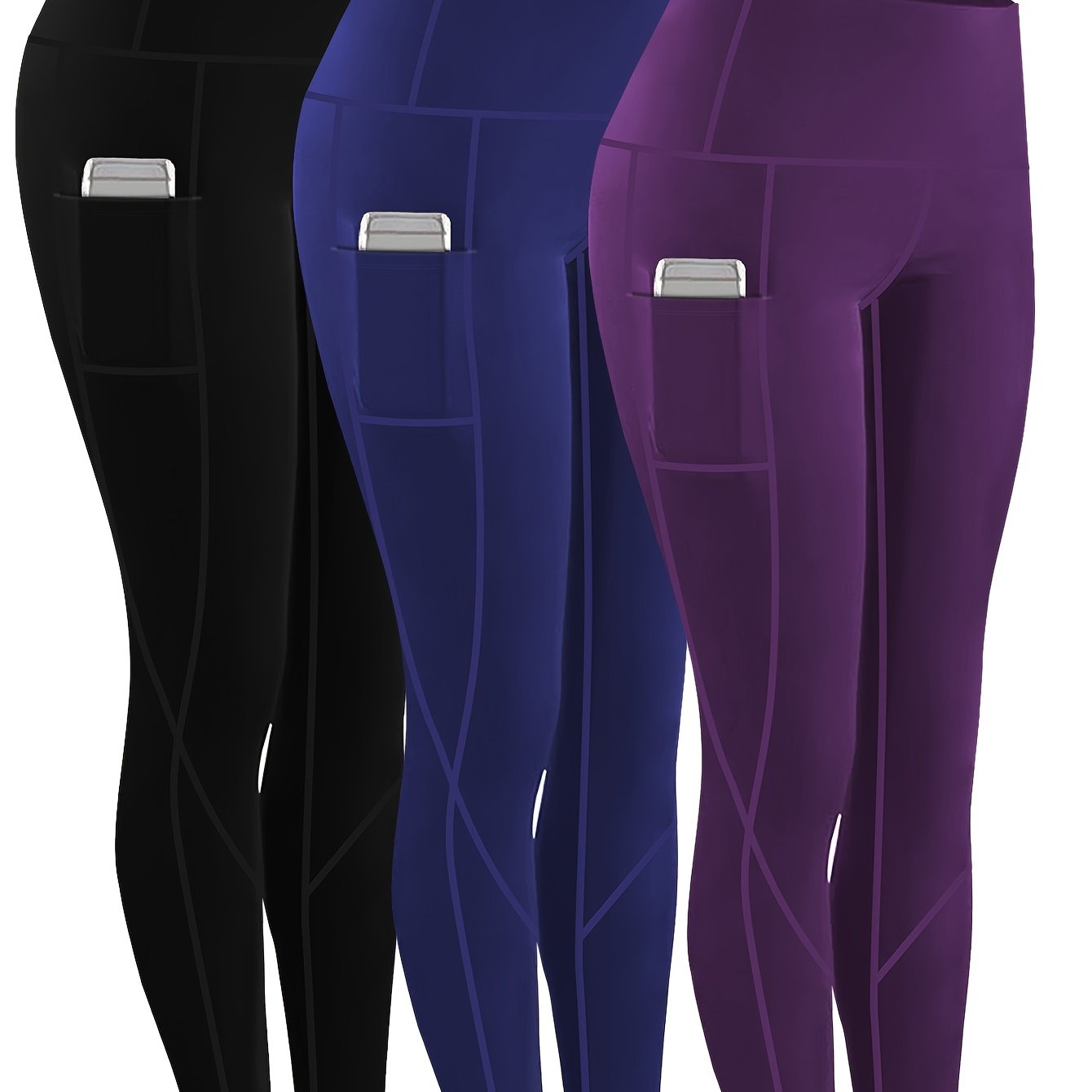 Plus Size Women's Yoga Leggings Set with Pockets High Stretch Spandex