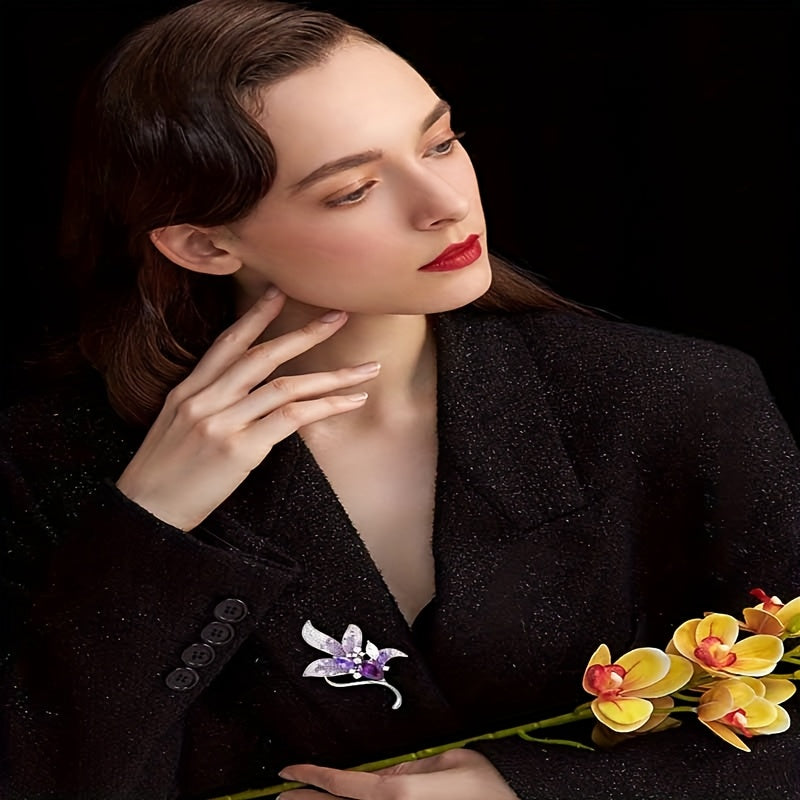 Women's Alloy Flower Brooch with Oriental Leaf Design Elegant Minimalist Jewelry