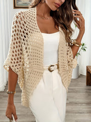 Women's Plus Size Cardigan Slim Fit Lightweight Openwork Sweater for Fall Winter