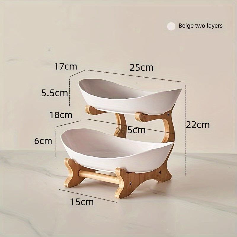 Soporte de fruta de estilo escandinavo de 2/3 niveles con cuenco de doble capa para uso doméstico