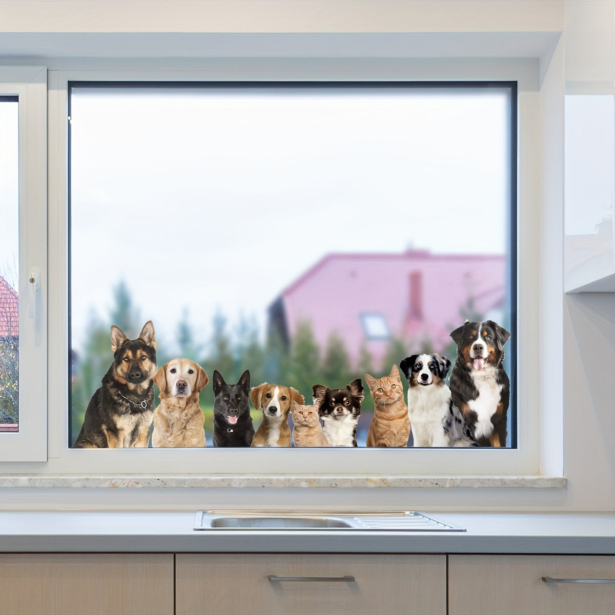 Cute Puppy Window Cling 30.48cm x 40.64cm Reusable Electrostatic Decal for Home Office