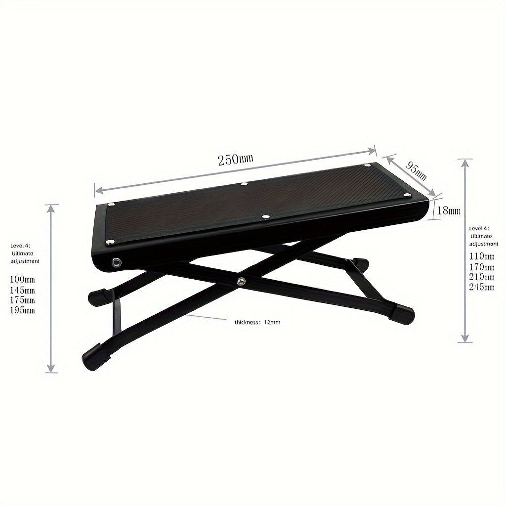 Iron Foot Pedal with 4 Gears Non-Slip Metal Footrest for Guitar and Instrument Use