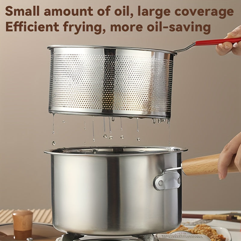 Stainless Steel Deep Fryer with Basket for Fish and Fries Camping Induction Compatible