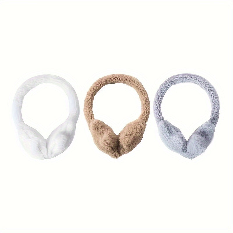 Women’s Plush Earmuffs with Star Design, Cozy Knit Winter Ear Warmers